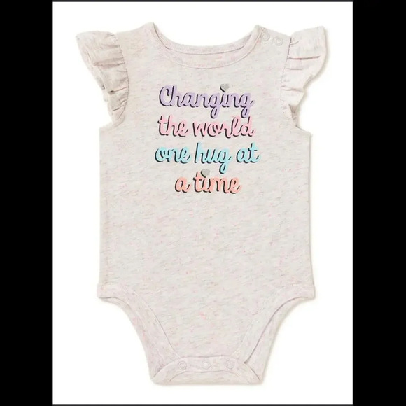 Garanimals Baby Girls Pink Confetti Shimmery Heart Flutter Sleeve Bodysuit 0-3M - Picture 1 of 11